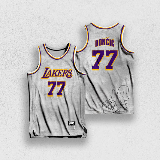 LAKERS ACID WASHED MESH JERSEY