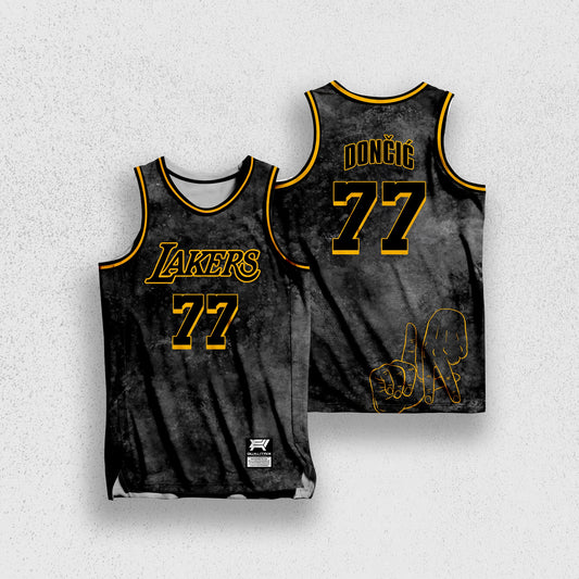 LAKERS ACID WASHED MESH JERSEY
